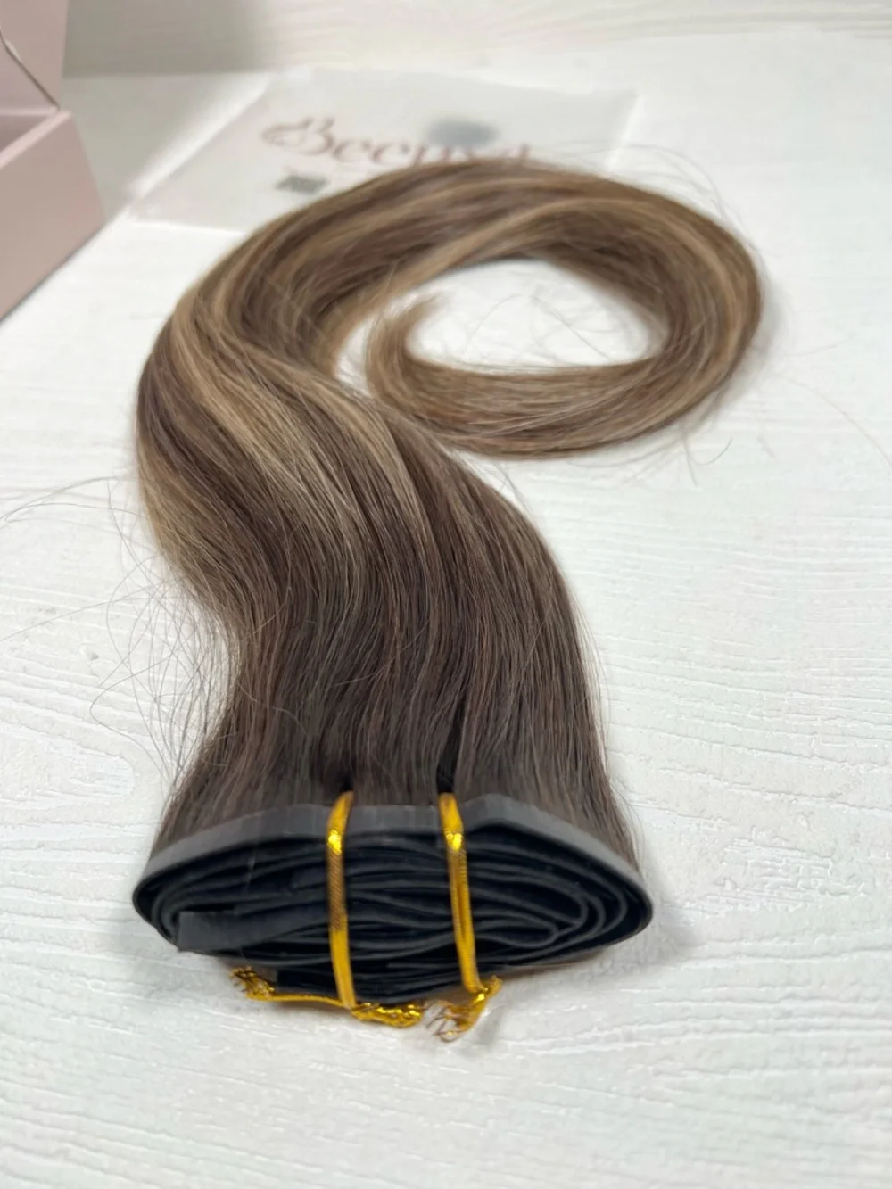 Ombre Brown Caramel Blonde Balayage Human Hair 20 Inch Clip In Hair Extensions